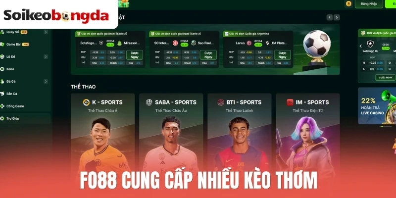 Fo88 sở hữu tỷ lệ kèo bóng đá hấp dẫn