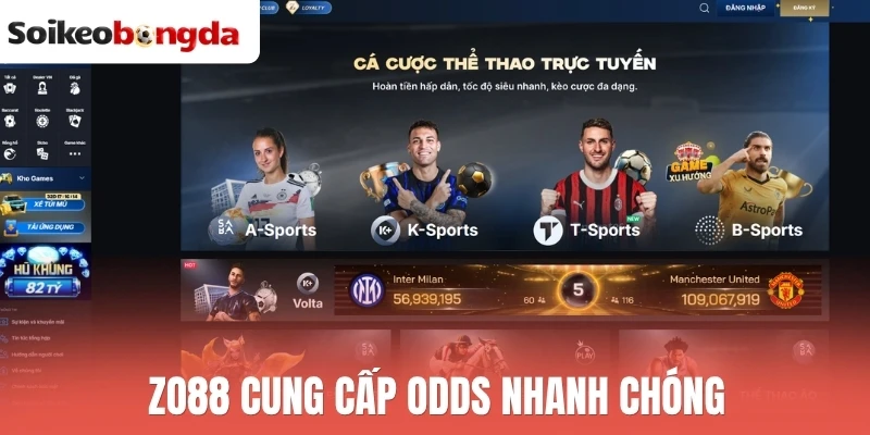Zo88 cập nhật tỷ lệ kèo bóng đá nhanh chóng